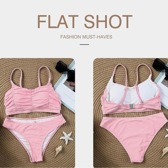 Bikini Two Piece Swimsuit Scoop Neck Ruched Bathing Suit Size M. NWOT - Picture 5 of 10